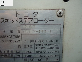 中古建設機械 中古 豊田自動織機 TOYOTA スキッドステアローダー ホイールタイプ 4SDK7