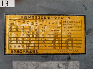 中古建設機械 中古 三菱重工業 MITSUBISHI モーターグレーダー アーティキュレート式 MG230III