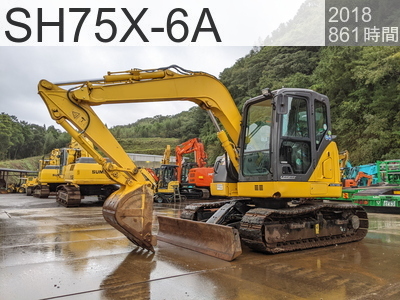 中古建設機械 中古 住友建機 油圧ショベル・バックホー ０．２－０．３立米 SH75X-6A #SD7011, 2018年式 861時間