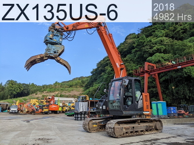 Used Construction Machine Used  Material Handling / Recycling excavators Grapple ZX135US-6 #102408, 2018Year 4980Hours